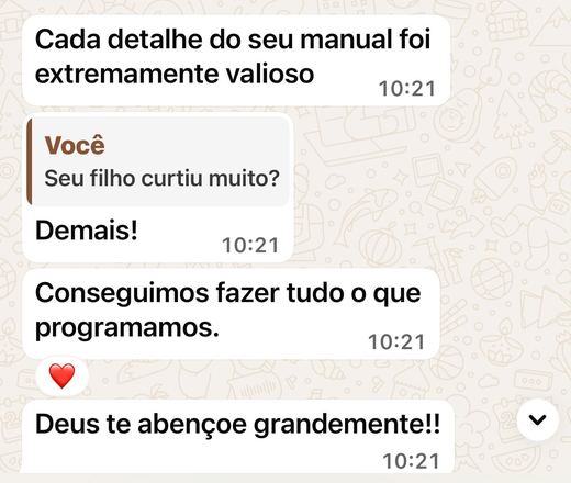 Depoimento de cliente por WhatsApp