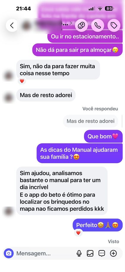Depoimento de cliente por WhatsApp