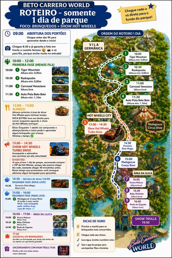 Mapa do roteiro dentro do parque